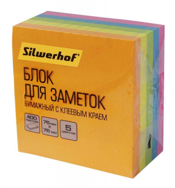 Самоклеящийся блок Silwerhof 682157-00 76x76 мм 400 л. 5 цв.